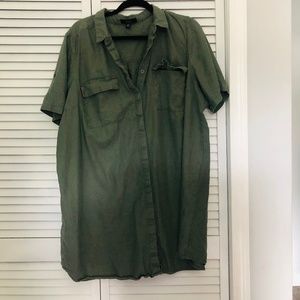 Ellos Linen  Green Button Down Dress (size 22)